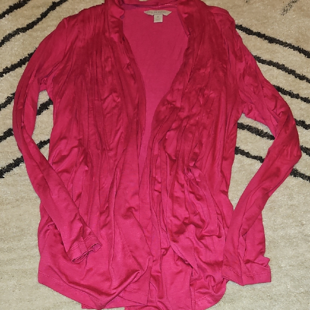 Bright Pink Draped Open-Front Cardigan